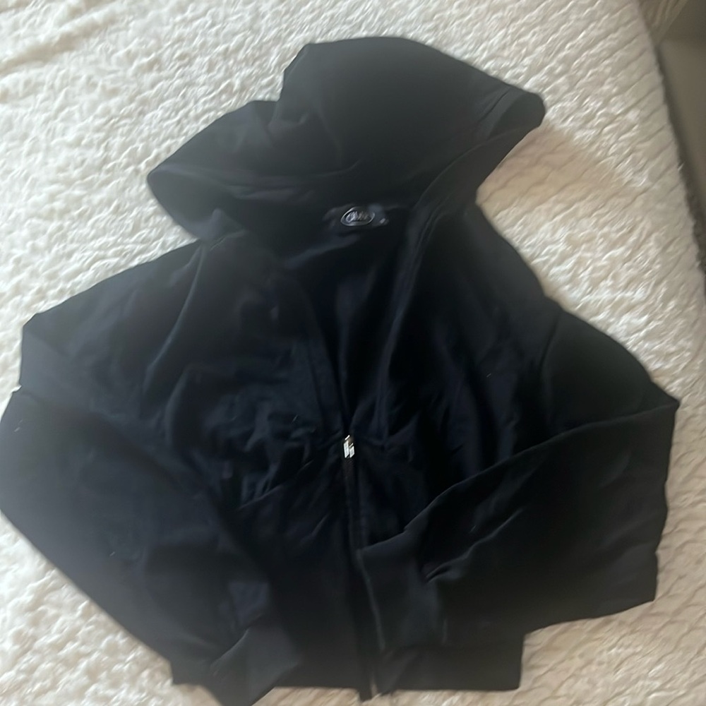 Black half zip hoodie - Terry solid zipper